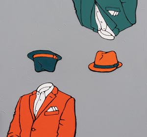 Obraz na płótnie z dwoma sylwetkami w kapeluszach